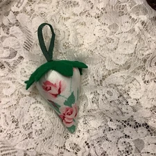 Wilendur Red ~ Pink Roses ~ Strawberry Emery ~ Pincushion Shabby  Chic  3”