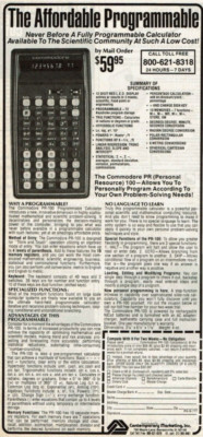 1977 Vintage Print Ad Commodore PR Personal Resource 100 Programmable Calculator