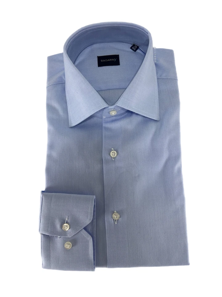 Camicia uomo Bagariny sartoriale cotone Oxford cielo regular fit Made in Italy - Immagine 2 di 4