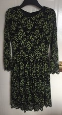 Topshop Green Black Lace Dress Size 8