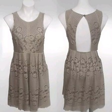 Free People Floral Lace Fit & Flare Dress Small Sleeveless Cutout Back Boho Chic