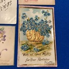 Antique Lot of (7) Birthday Post Cards “Heavy Embossed” Gold Shoe Floral Glitter — photo 6