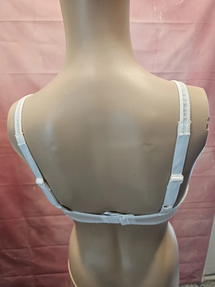 Vtg Wonderbra Bra Padded  Shimmer Glossy Color WHITE  SZ 36D  - Image 4 of 4