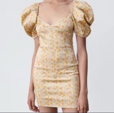 Zara Satin Effect Print Floral Dress Mini Multicolored Daisy S