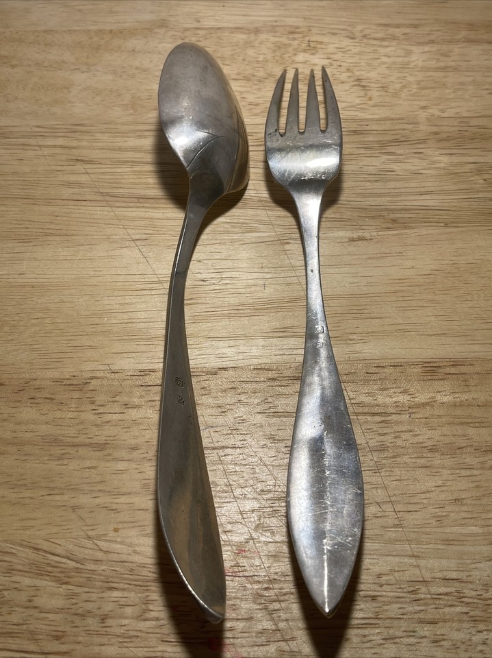 Antique 1800's German/Polish/Austrian 12 Loth Silver Serving Fork