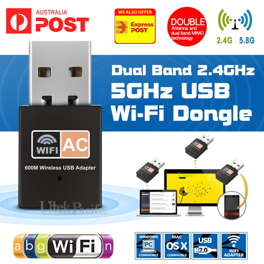 600Mbps Dual Band USB WiFi Wireless Dongle AC600 Lan Network Adapter 5GHz 2.4GHz