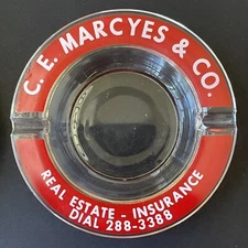 Vintage Ashtray CE Marcyes & Co Real Estate Insurance  1960
