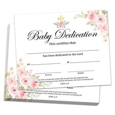 Girl Baby Dedication Certificates Flowers 25 Pack Church 8x10 M383