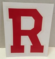 Block Letter Intitial R DECAL Sticker Red with White Border 4" tall x 3 1/4" w