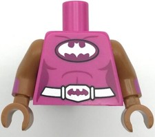 Lego Nuevo Rosa Oscuro Minifigura Torso Batman Mujer Logo Magenta Ovalado y Cinturón Plateado