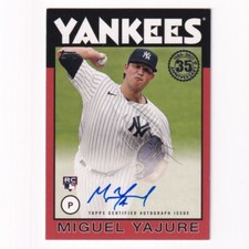 Miguel Yajure 2021 Topps Update 1986 Topps Auto Red New York Yankees RC 04/25