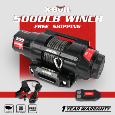 X-BULL Electric Winch 5000lbs 12V DC Synthetic Rope Truck Towing Trailer OffRoad