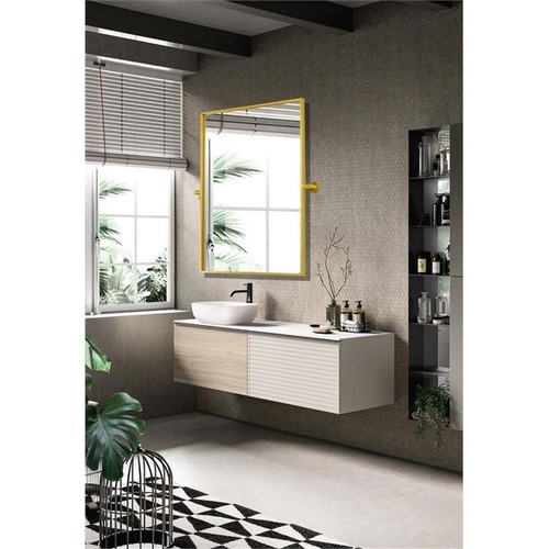 Elegant Decor Everly 32x24" Rectangle Aluminum Pivot Mirror in Gold - Picture 7 of 8