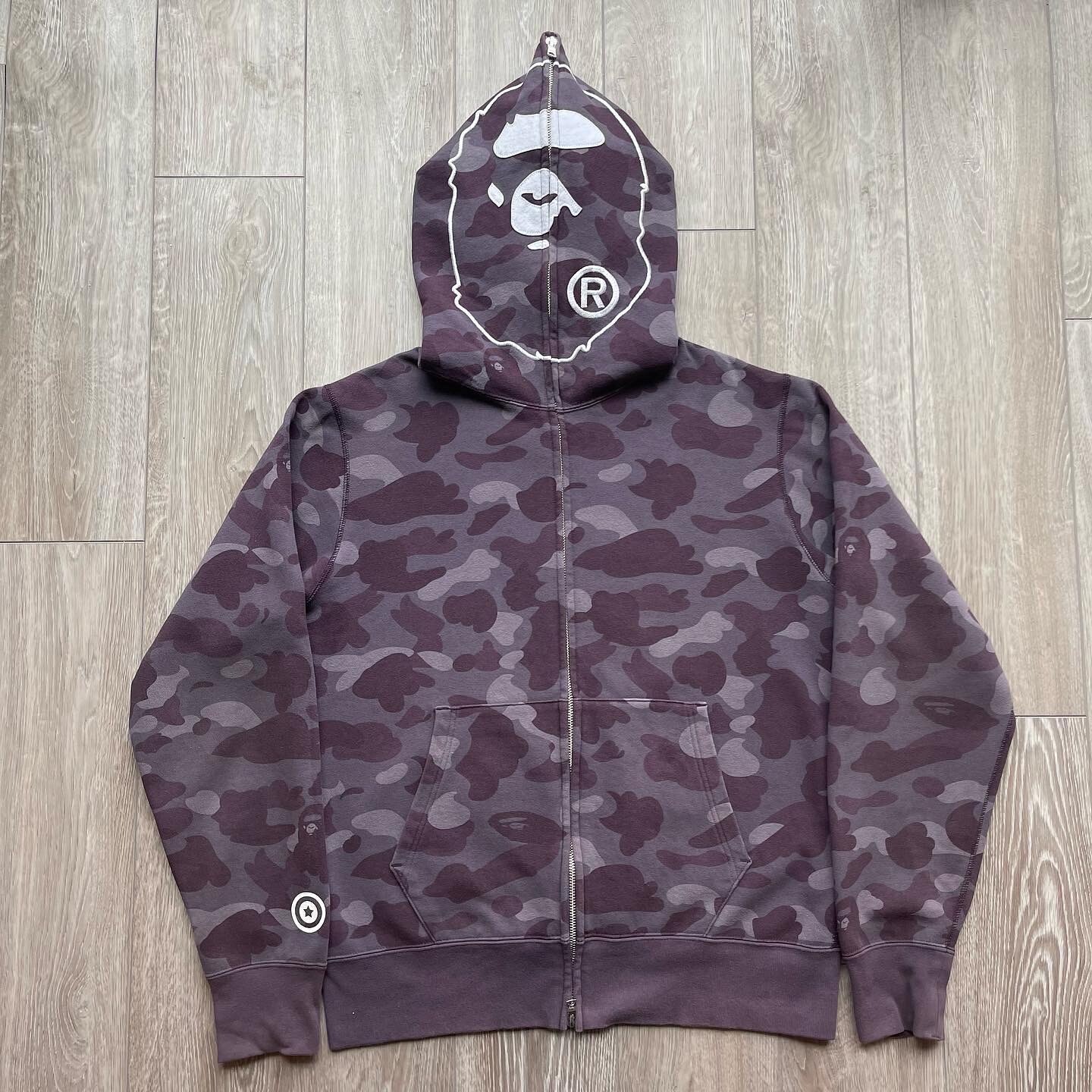 bape grey camo ape head full zip hoodie 