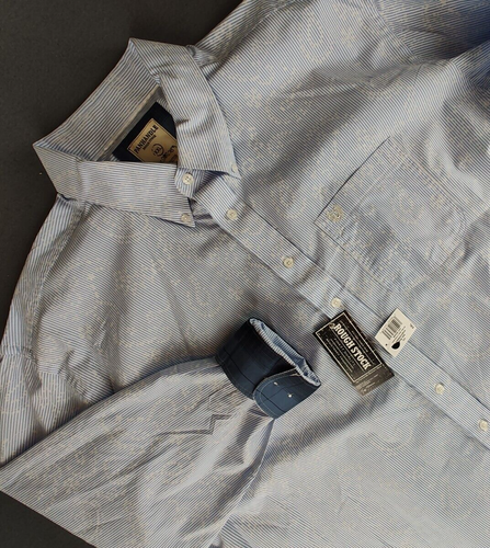 Panhandle Rough Stock Men's Blue Long Sleeve Western Flip Cuff Shirt XXL NWT - 第 1/17 張圖片