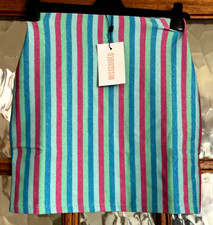 BNWT Ladies MISSGUIDED Vertical CANDY Glitter STRIPE Pull On Lurex Mini Skirt 10