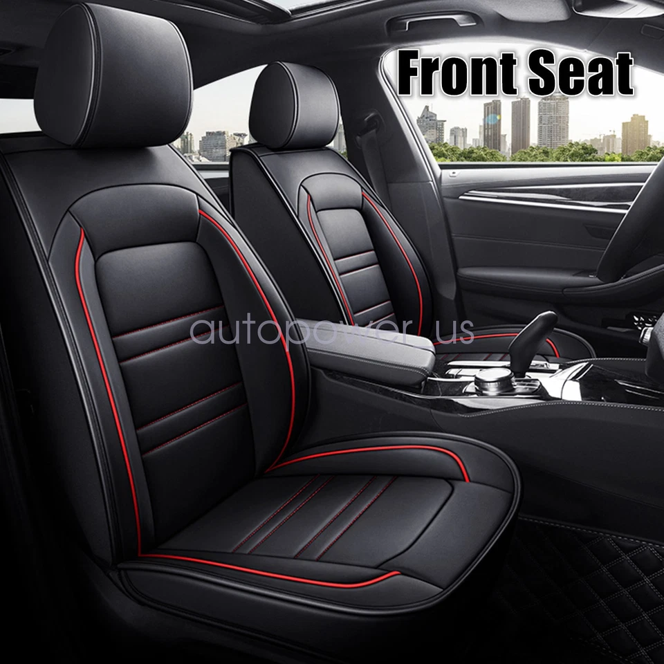 Juego completo de 5 fundas de asientos de cuero sintético negro + rojo para coche Subaru Impreza 2007-2021 Foto 2 de 4