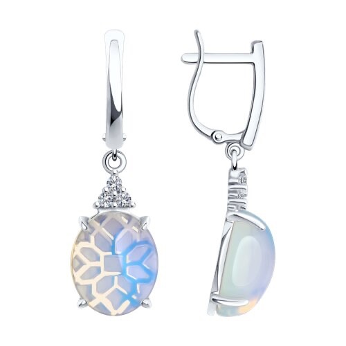 Ohrringe HäNger Silber 925 Opalith Zirkon Silberohrringe Echtschmuck-image