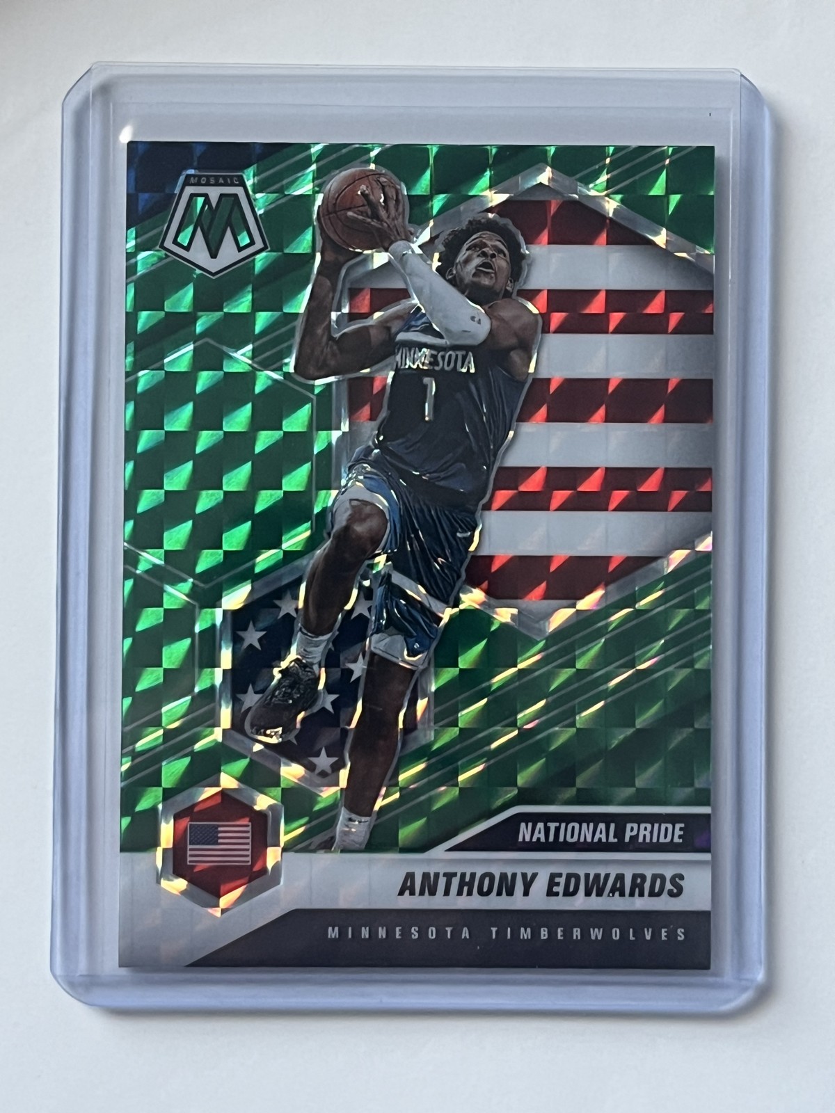 2020-21 Panini Mosaic - National Pride Anthony Edwards #252 Green Prizm (RC)