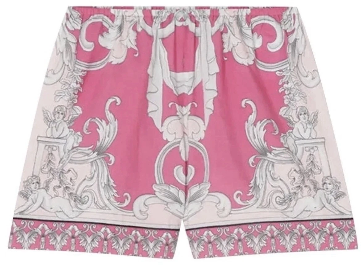 Versace — Versace Barocco Silk Shorts White/Pink Men's Size Small Euro 46 NWT