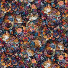 Calico Cat -Fabric BTY 44/45" Wide Or Panel 24x36"-Your Choice