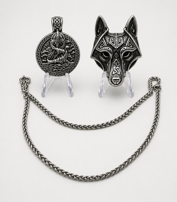 #ad #ad Lot of 2 Stainless Steel Pendants – Viking Ship amp; Wolf Design w 1 Chain $25.99