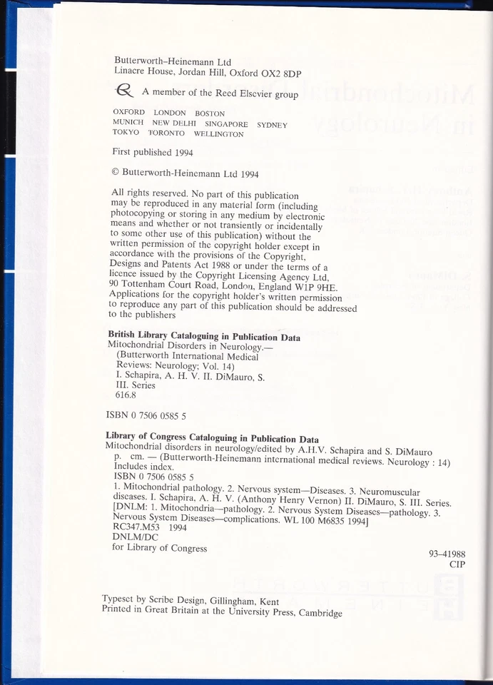 Mitochondrial Disorders in Neurology (BIMR Series) (1994, Hardcover) - Image 3 of 4