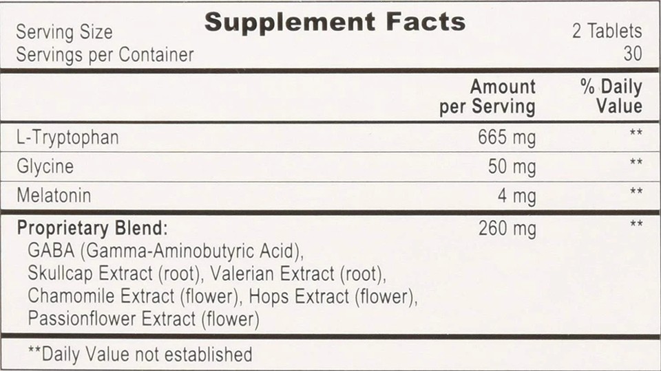 Alteril All Natural Sleep Aid L-Tryptophan Tablets Dietary Supplement ...