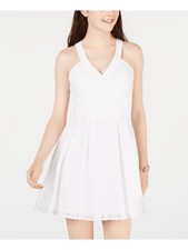 CRYSTAL DOLLS Womens Fit + Flare Short Dress White Sleeveless Juniors 9
