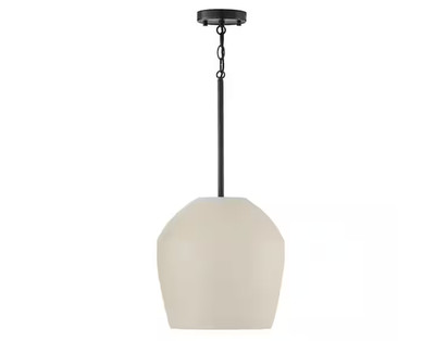 Della 100-Watt Terracotta Ivory and Matte Black Handcrafted Medium Pendant Light