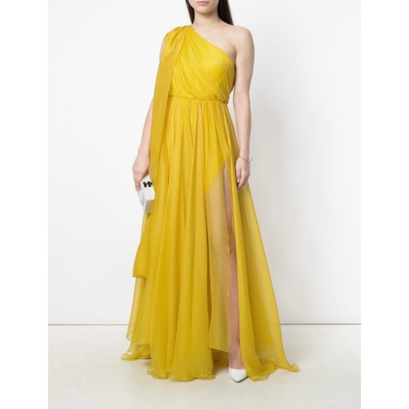 NEW NWT Maria Lucia Hohan Silk Crepon Gown Yellow size 10 | eBay
