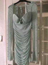 Oh Polly size 8 mint green embellished, ruched party dress