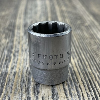 Vintage PROTO 9/16'' SAE Socket 12 point 3/8'' Drive 5218 Los Angeles USA