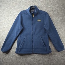 LL Bean Mountain Classic Fleece Navy Blue Jacket Full Zip Up Womens Sz M