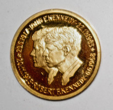 Rare President John F. KENNEDY & Robert Kennedy 22K GOLD COIN German in Plastic