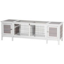 Indoor Rabbit Hutch With Slide-Out Tray - Grey - Separable Guinea Pig Cage