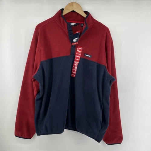 Lands End Mens 1/4 Snap XL Red Blue Color Block Fleece Pullover Jacket NWT - product listing photo