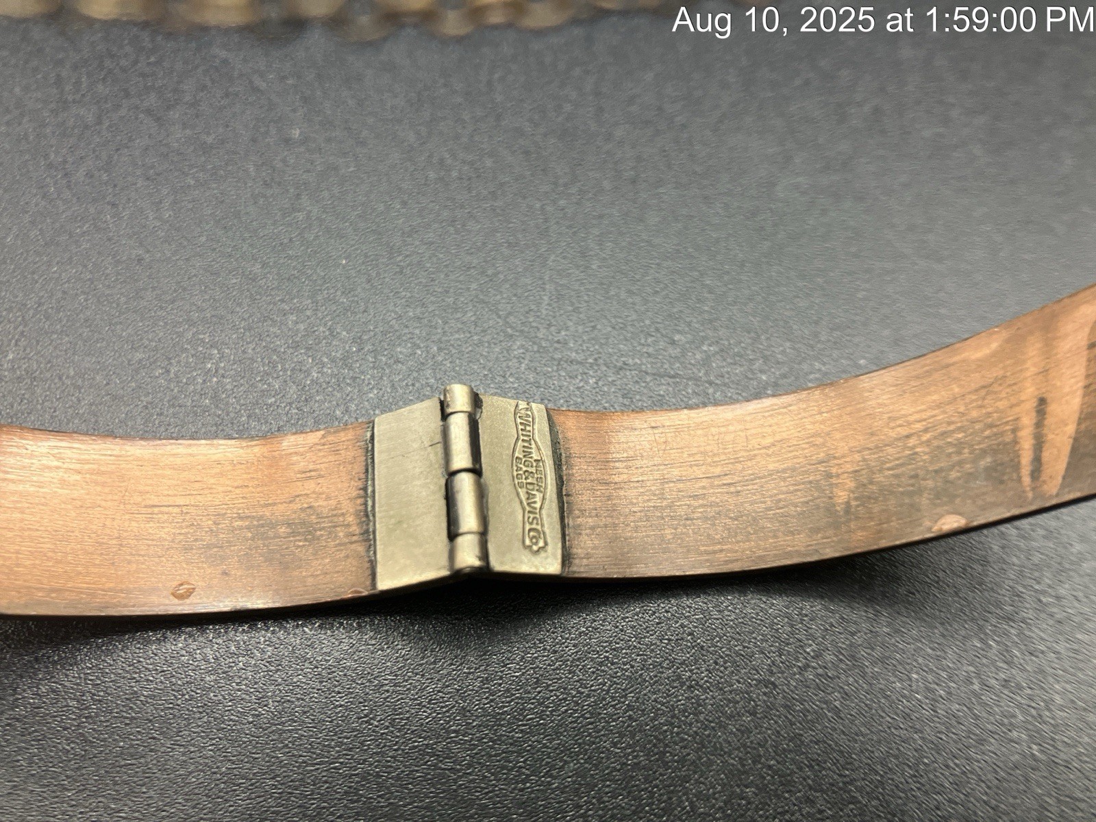 Whiting & Davis signed Solid Copper Embossed Bang… - image 6