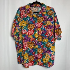 Vintage Gitano Women's Floral Print Short Sleeve Button Up Shirt Size 20W Vacay