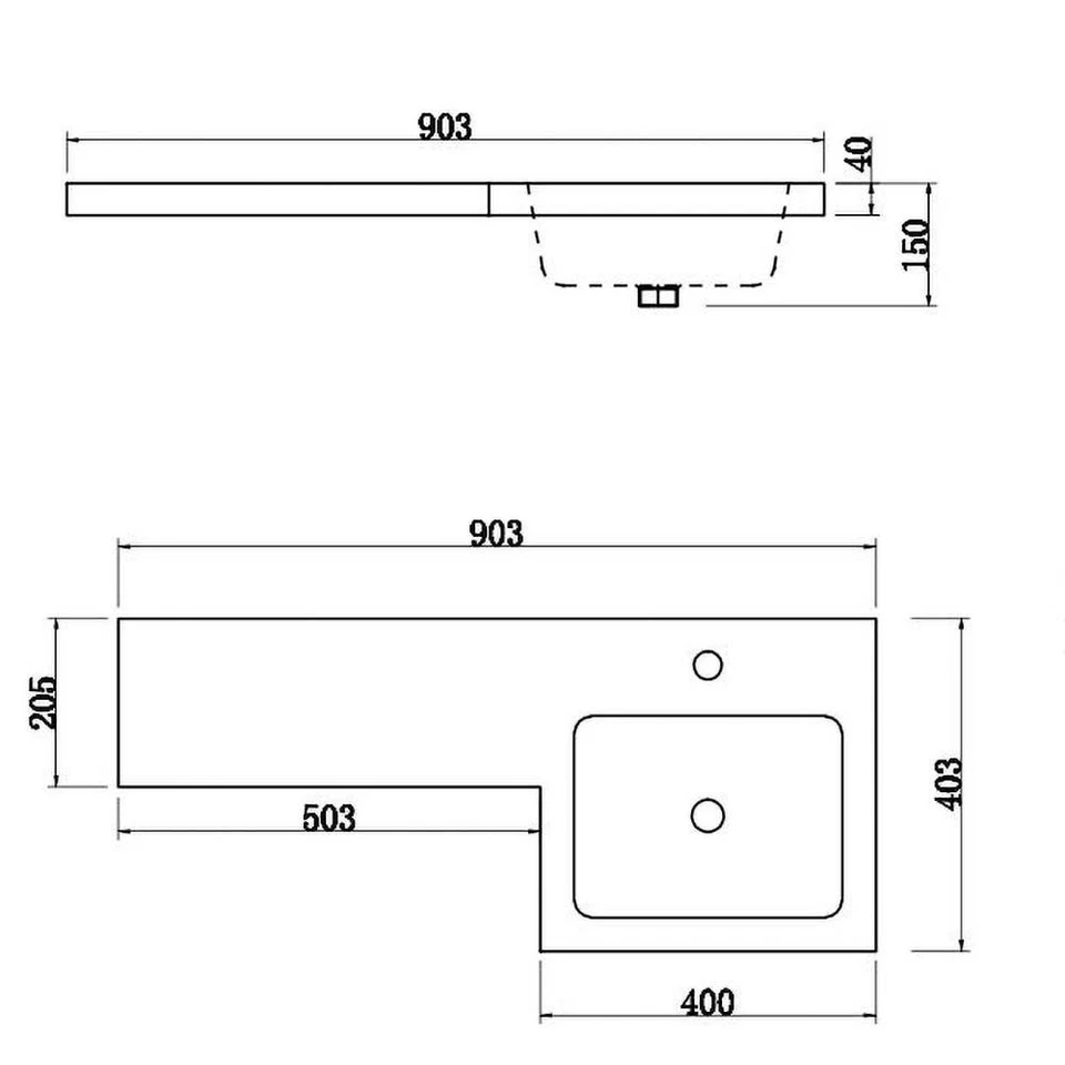 900mm Bathroom Vanity Unit Basin & Toilet Combined Furniture Left Hand White - Image 4 of 4