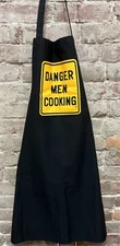 DANGER MEN COOKING Black Apron Chef Kitchen Baking Cooking Apparel Ande Rooney