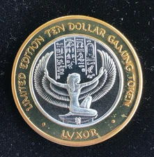 1998 LUXOR $10 SILVER STRIKER ~ WINGED GODDESS ~ 0.999 SILVER ~ 0.60 TROY OZ.