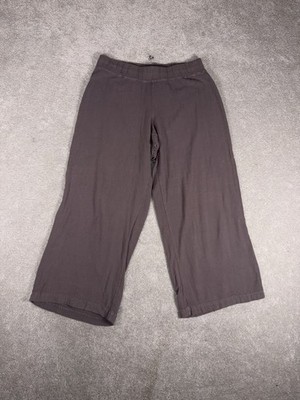 fresh produce wide leg cropped pull on pants small purple/brown color