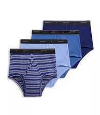 NWT. Jockey. 4 Pack. 100 Cotton full rise Briefs. Blue Striped. MRSP. 32.00