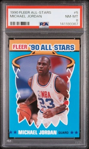 1990 FLEER ALL-STARS #5 - MICHAEL JORDAN - PSA 8 - NEAR MINT !!