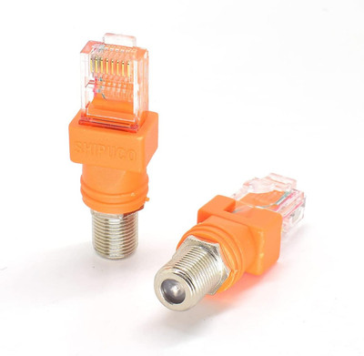 2PCS RF to RJ45 Converter Adapter F Female to RJ45 Male Coaxial Barrel Coupler A