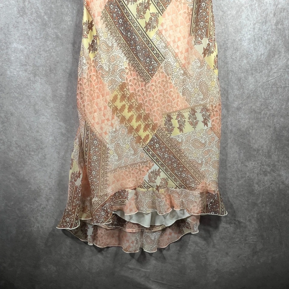 B. Smart Dress Womens Size 12 Peach Floral Y2K Fairy Whimsigoth Boho Romantic - Image 3 of 4