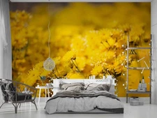 3D Yellow Flower Plant Close-up Wall Murals Wallpaper Murals Wall Sticker