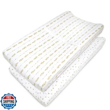 American Baby Company 2 Pack Printed 100% Cotton Knit Fitted Cont