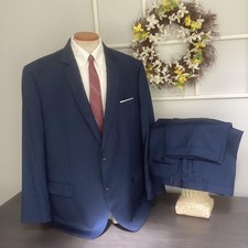 ANDREW FEZZA 2 BTN POLY  RAYON BLEND 2pc SUIT 50L 42X29 DRK BLUE